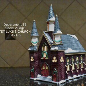 Deparment 56 Snow Village ST. LUKES CHURCH 5421 6 Retired